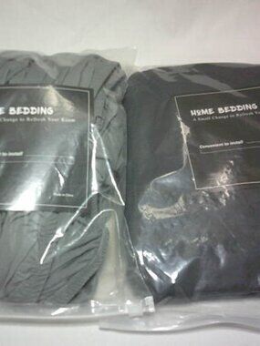 LOT 2 NEW TWIN SIZE BOX SPRING COVERS 4 WAY STRETCH GRAY & CHARCOAL GREY AMAZON